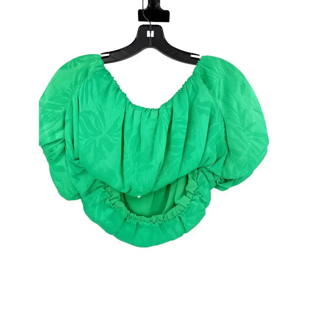 RAMY BROOK Top NEW Size L Brooks Off-the-Shoulder Crop Top Vibrant Green $285 - Picture 5 of 6